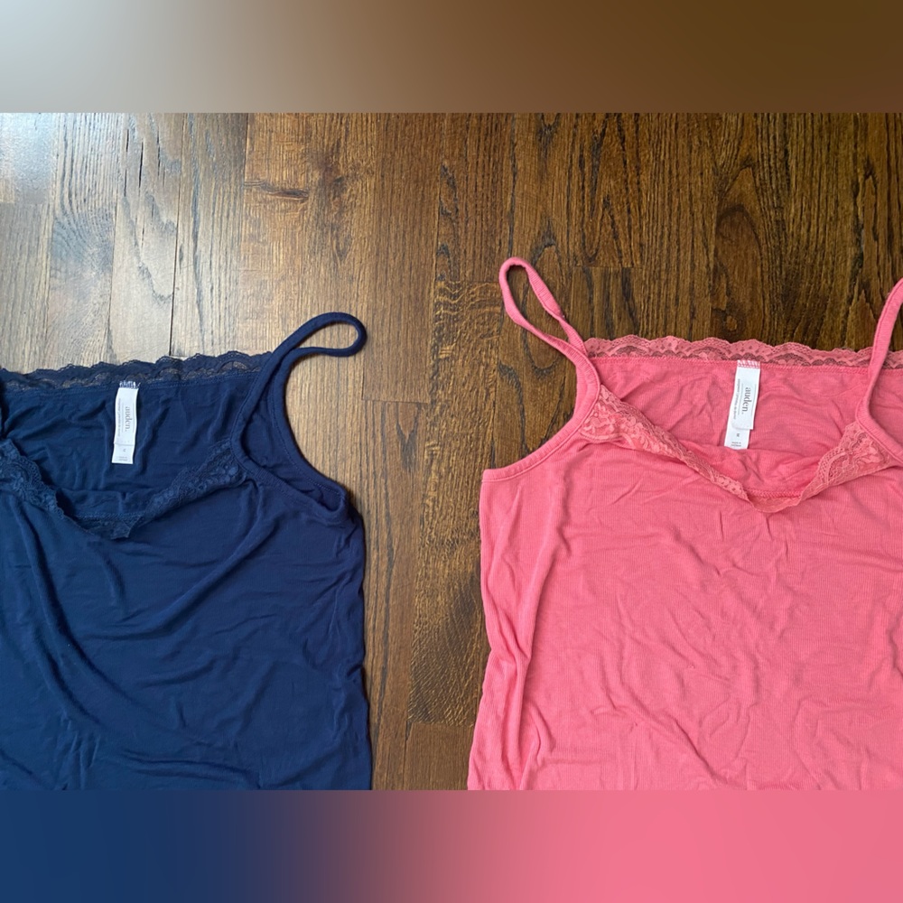 Set of 2 Women's Lace-Trim Cami & Short Sleep Set (M)- Navy &Coral (4pcs total) - Picture 11 of 15